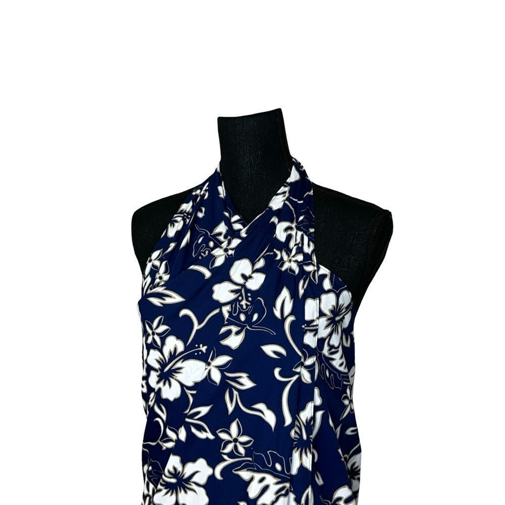 NWT The Hawaiian Original by Hilo Hattie Blue & White Floral Wrap Dress One Size